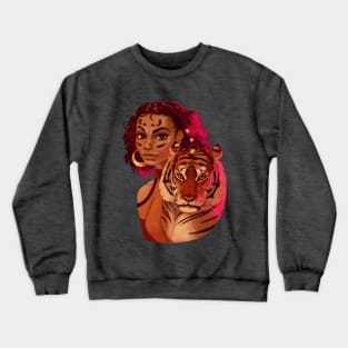 Girl with tiger Crewneck Sweatshirt